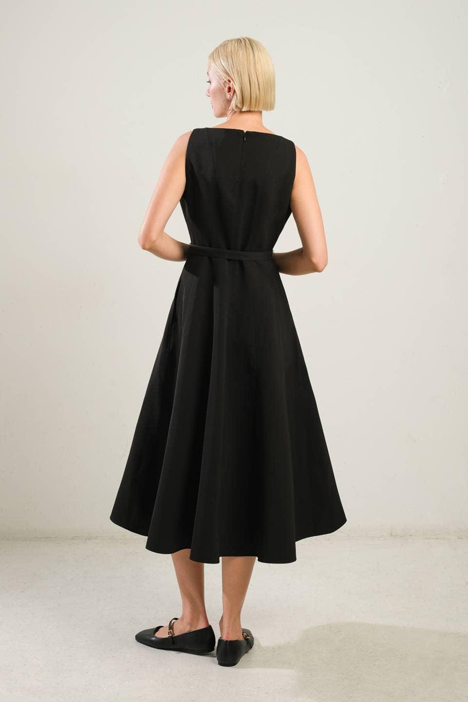 The Elizabeth Midi Black Dress - Baxter Avenue