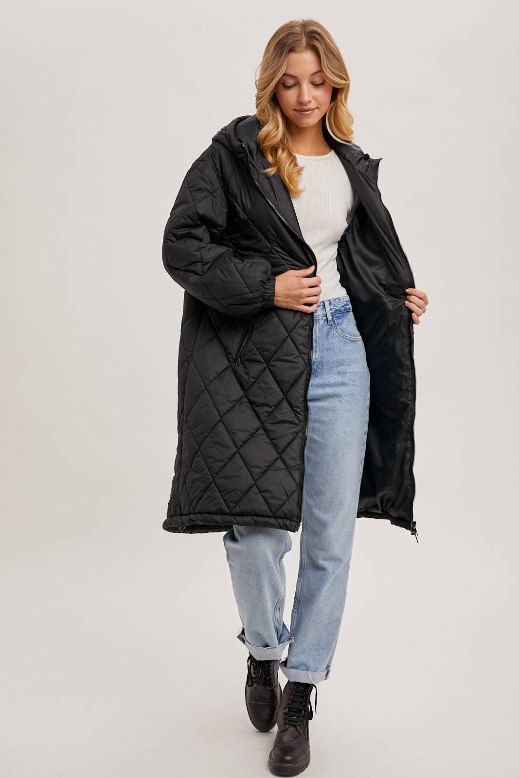 Longline Quilted Puffer Jacket - Baxter Avenue