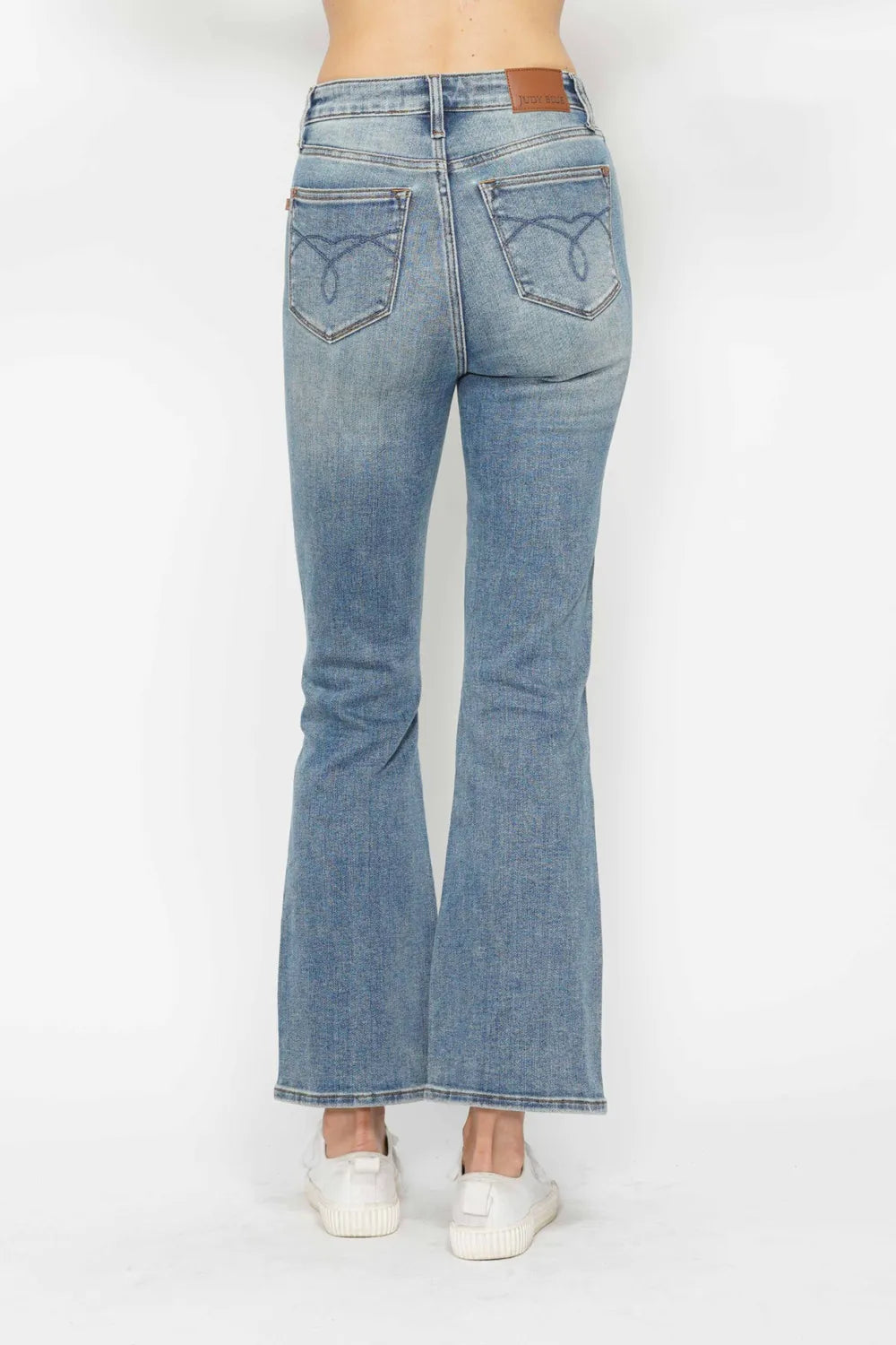 Tummy Control Back Embroidered Pocketed Bootcut Jeans - Baxter Avenue