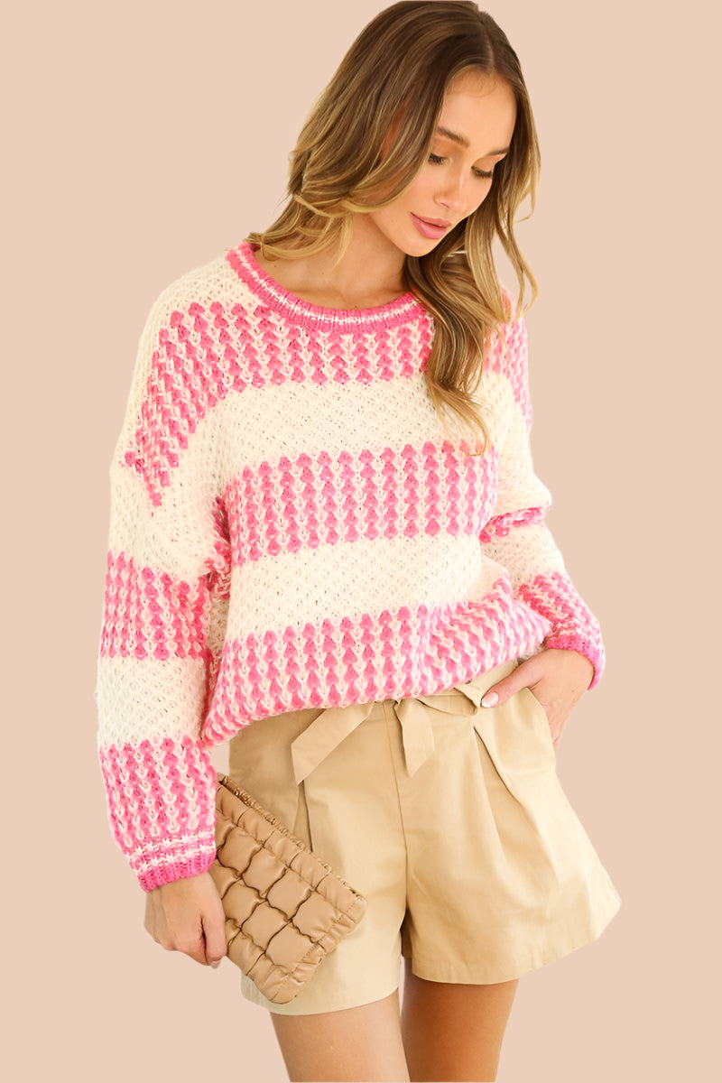 The Melissa Color Block Spring Sweater - Baxter Avenue