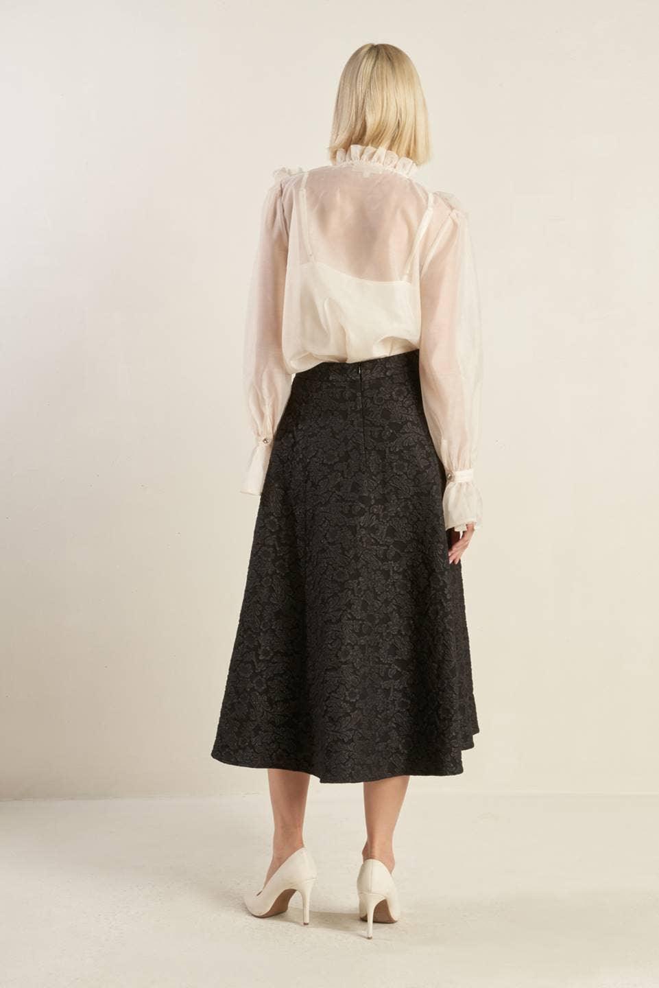 Black Textured A-Line Skirt - Baxter Avenue