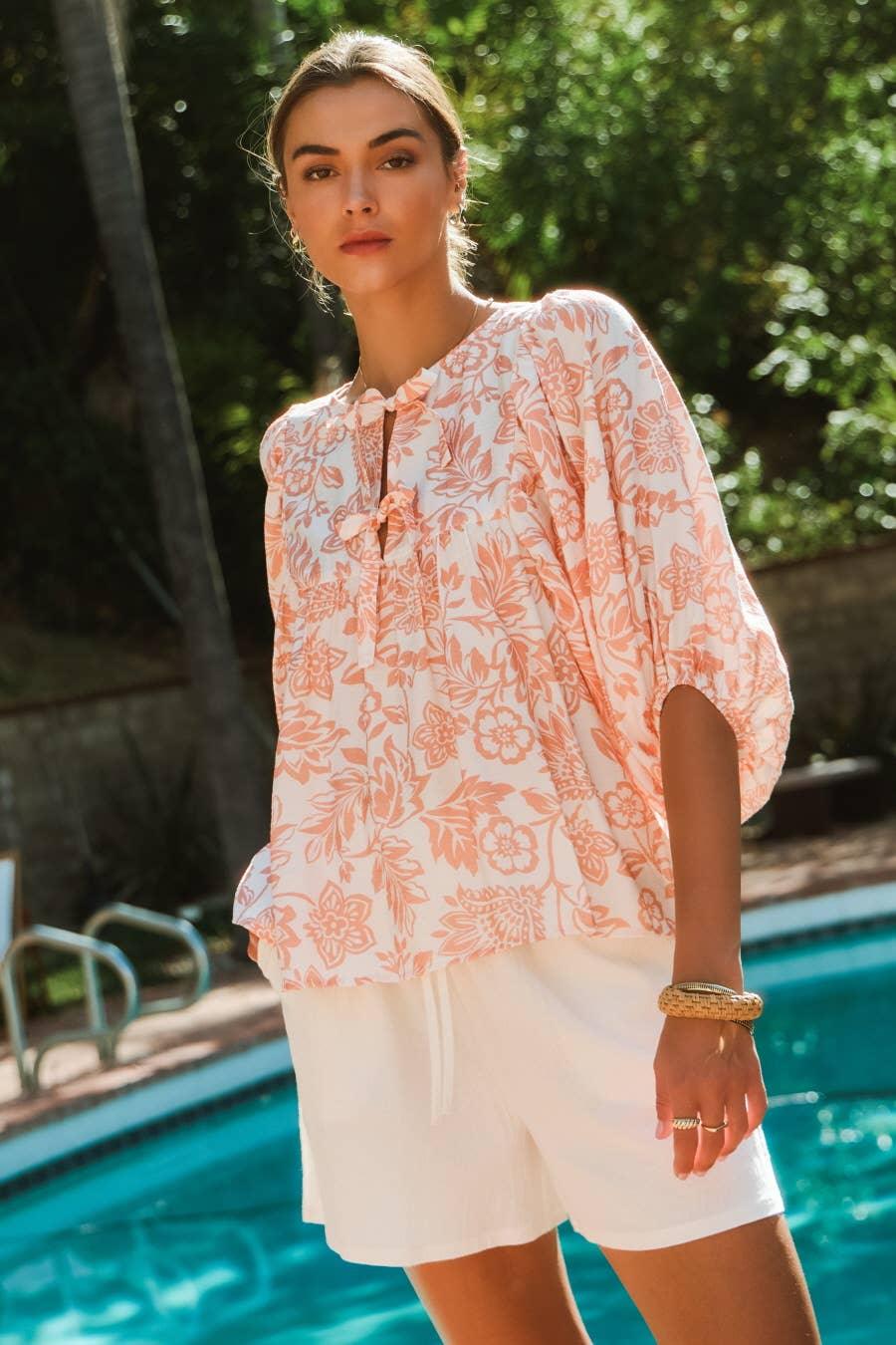 The Meghan Boho Neck Blouse - Baxter Avenue