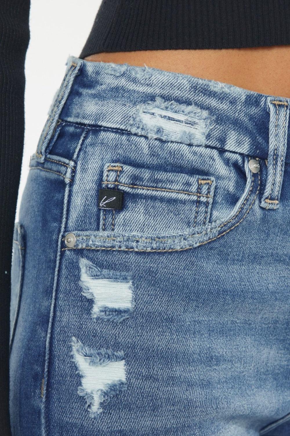 Wide Waistband Slim Straight Jeans - Baxter Avenue