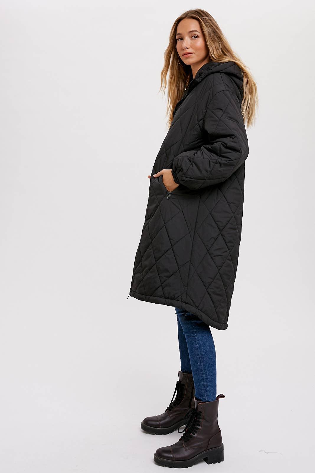 Longline Quilted Puffer Jacket - Baxter Avenue
