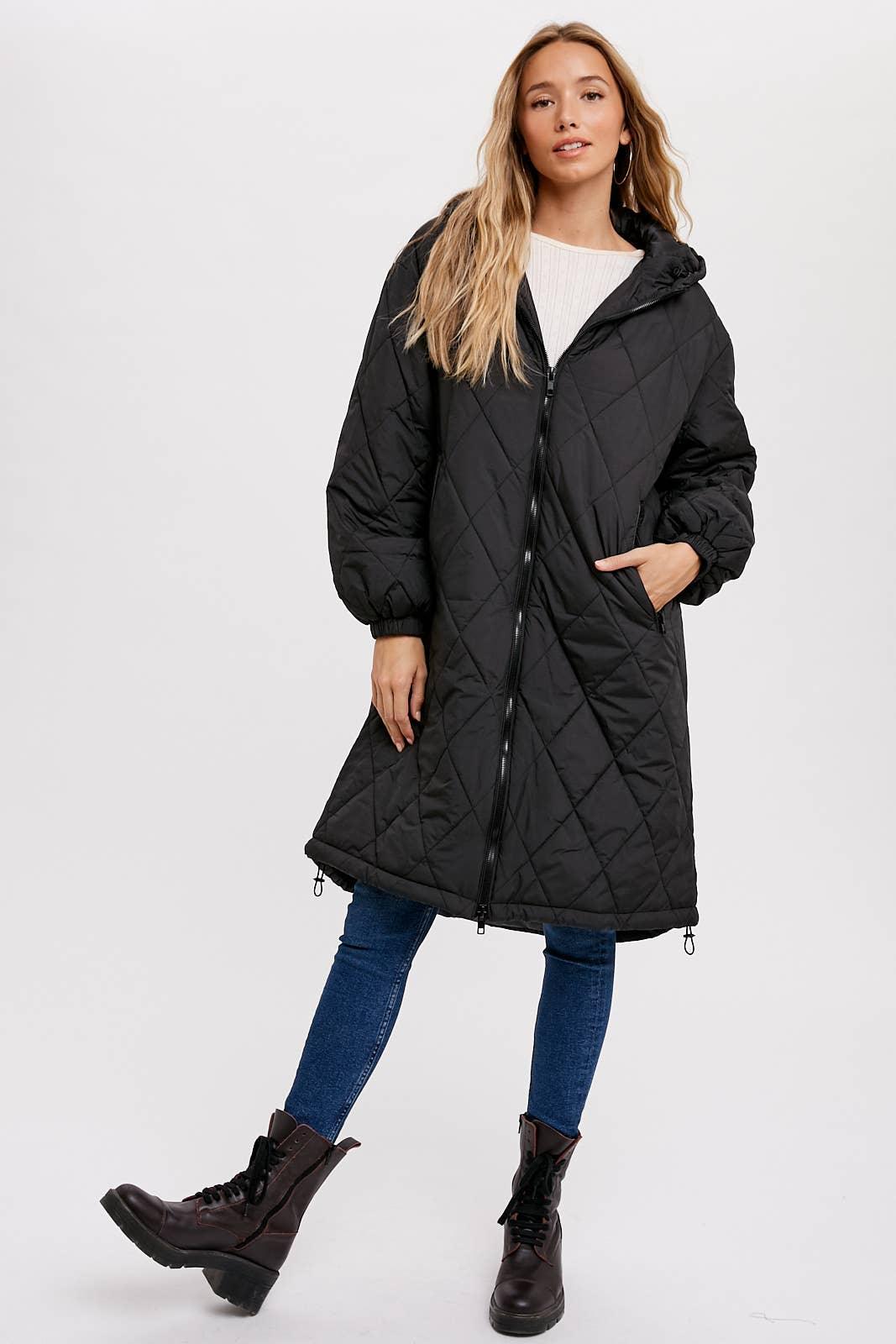 Longline Quilted Puffer Jacket - Baxter Avenue