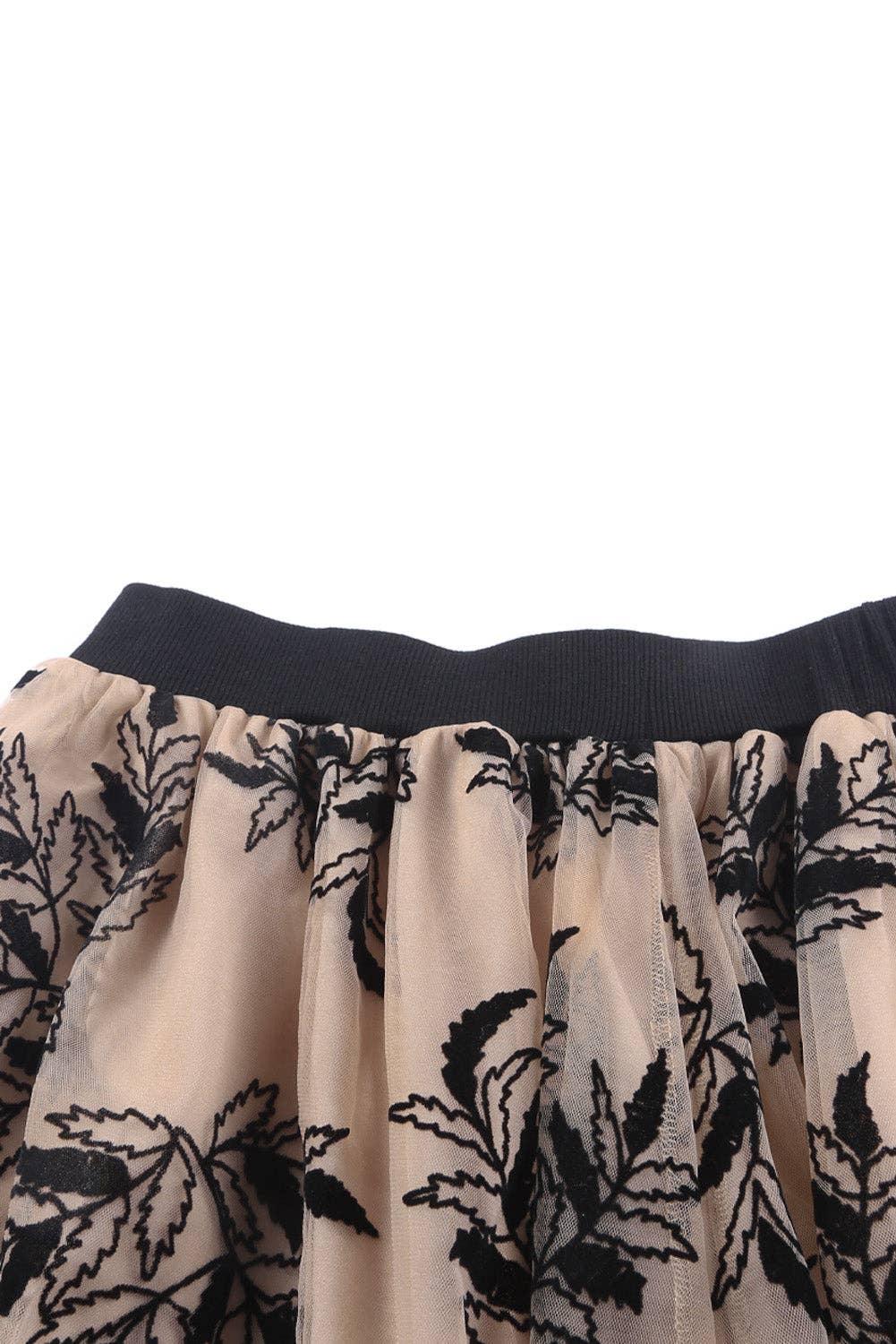 Floral Leaves Embroidered Maxi Skirt - Baxter Avenue