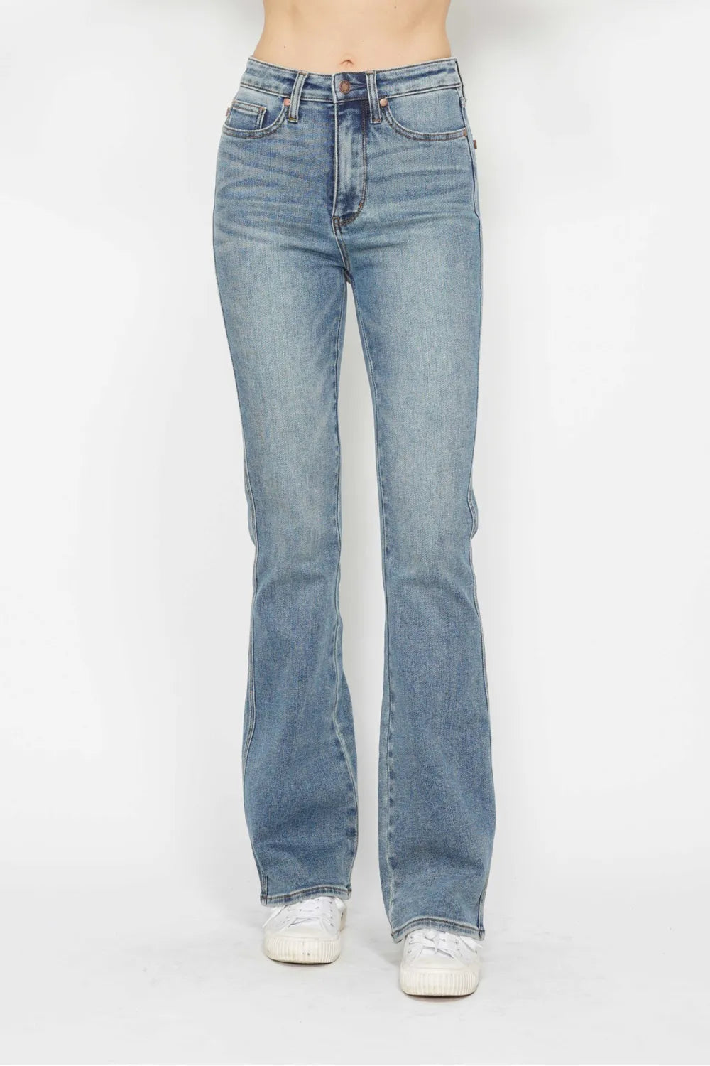 Tummy Control Back Embroidered Pocketed Bootcut Jeans - Baxter Avenue