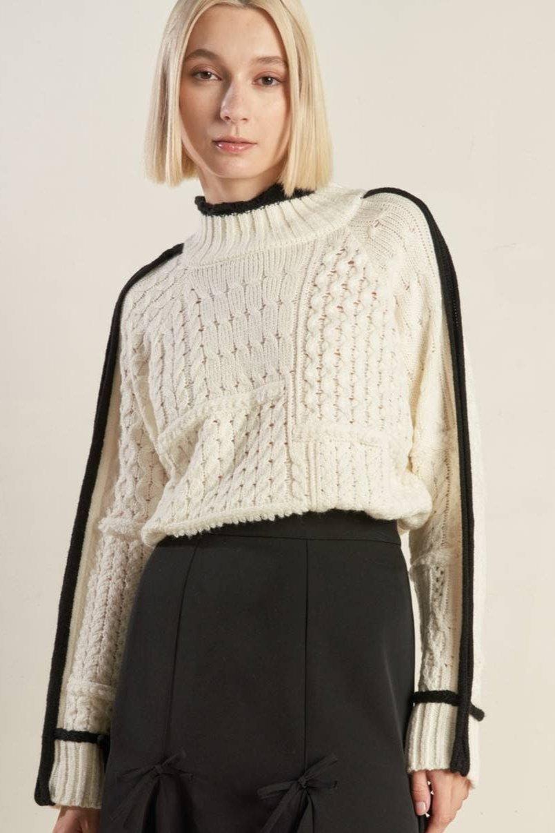Mock Neck Textured Sweater - Baxter Avenue
