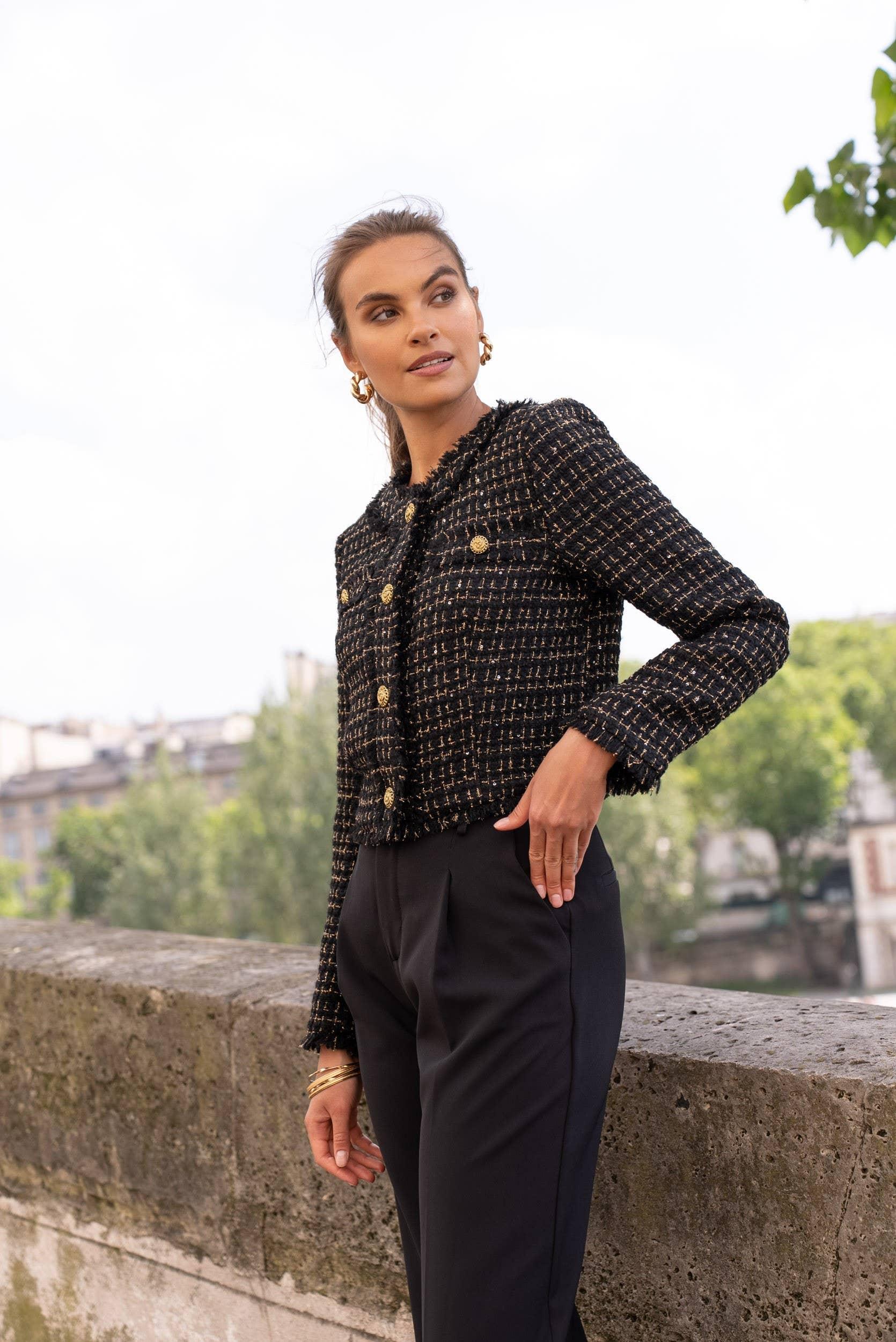 Cropped Fitted Tweed Blazer - Baxter Avenue
