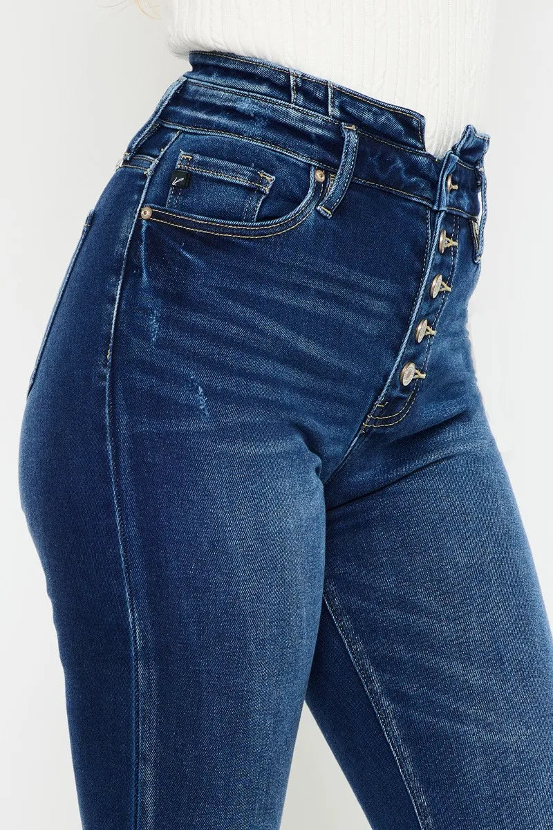 Button Fly High Rise Flare Jeans - Baxter Avenue