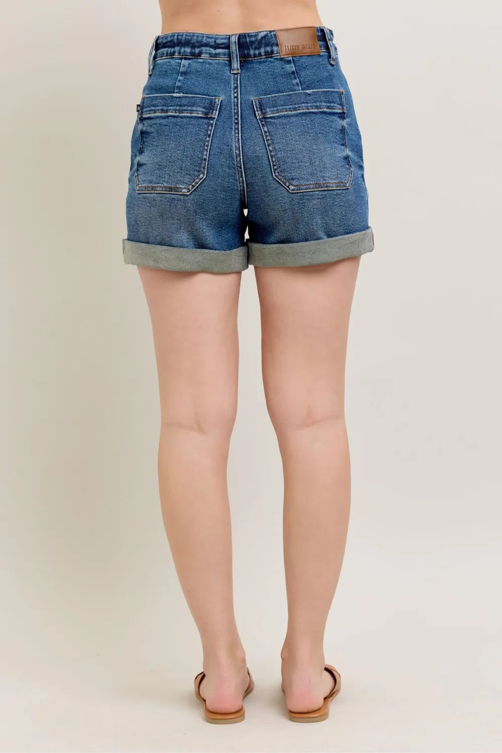 High Rise Cuff Denim Shorts - Baxter Avenue