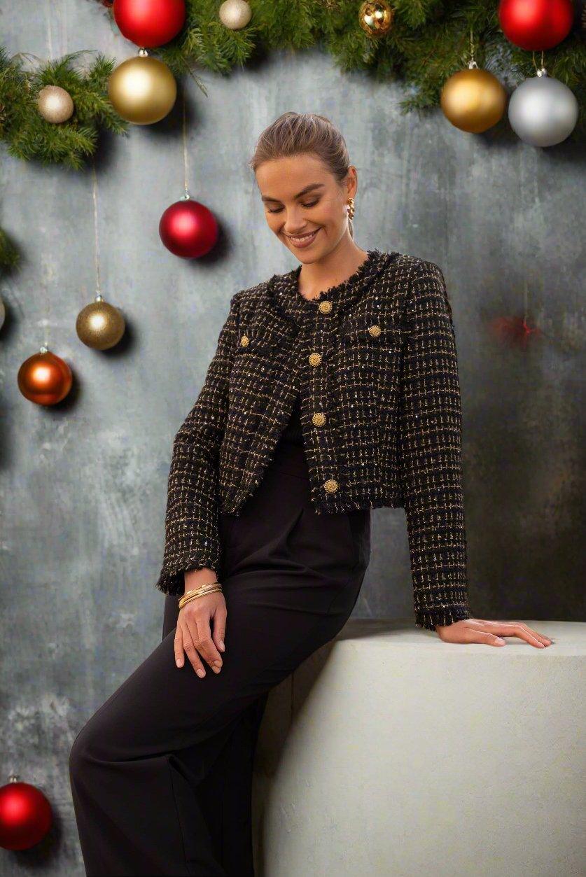 Cropped Fitted Tweed Blazer - Baxter Avenue