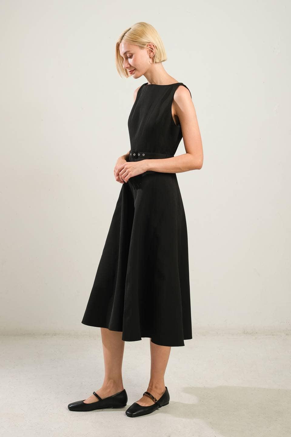 The Elizabeth Midi Black Dress - Baxter Avenue