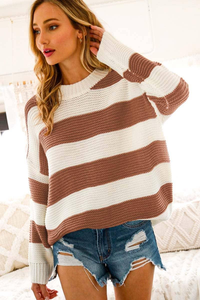 Color-Blocked Chunky Sweater - Baxter Avenue
