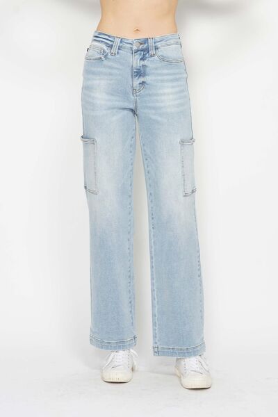 High Waist Straight Cargo Jeans - Baxter Avenue