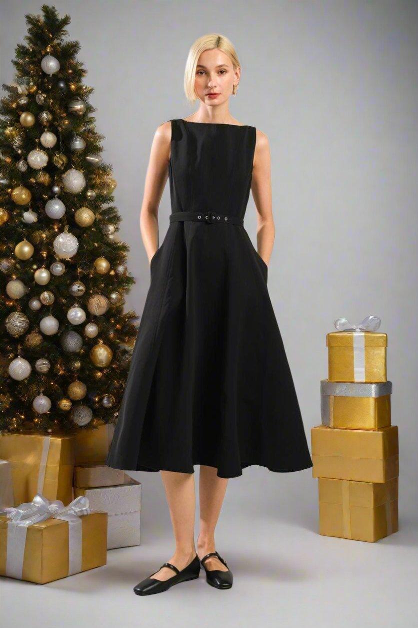 The Elizabeth Midi Black Dress - Baxter Avenue