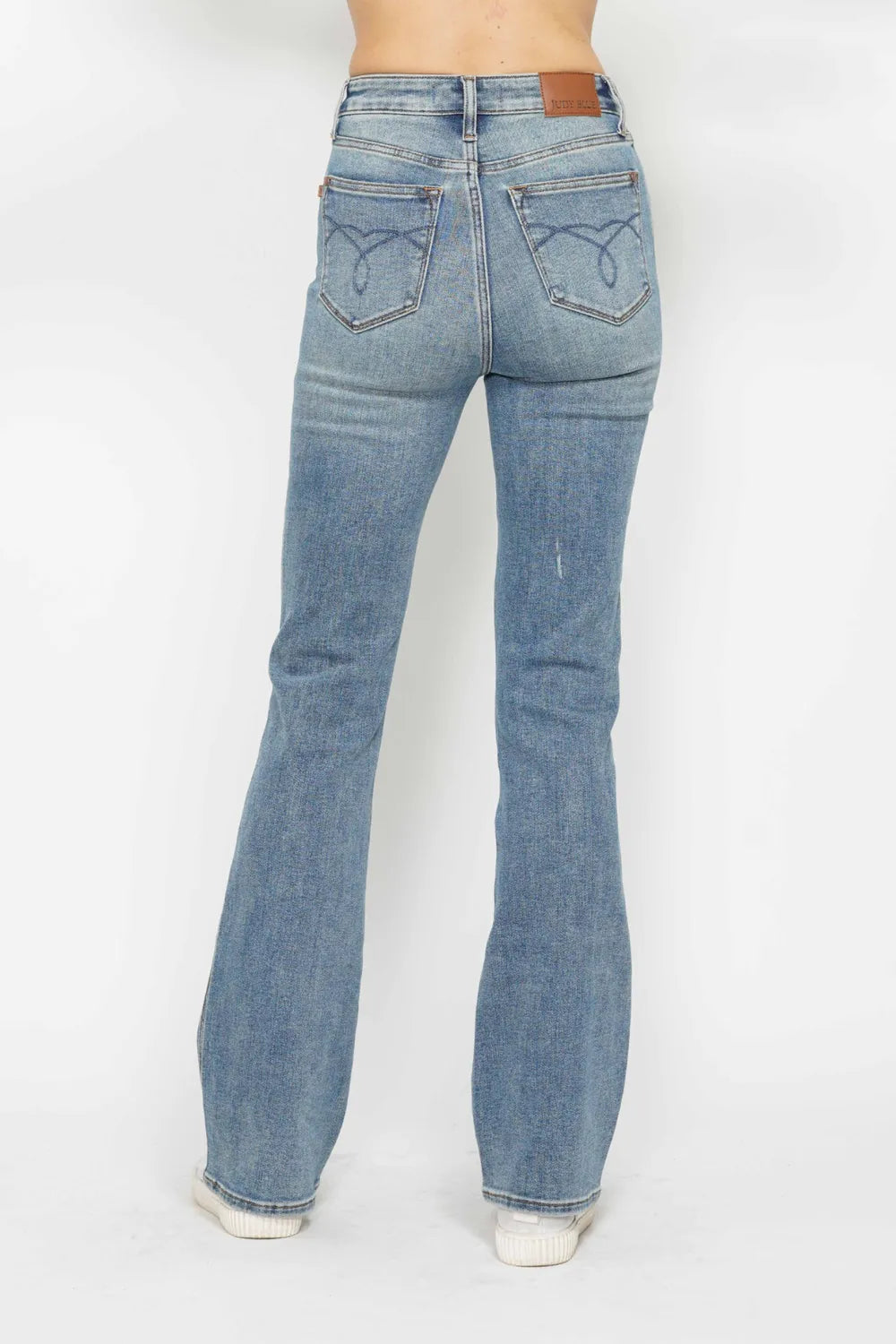 Tummy Control Back Embroidered Pocketed Bootcut Jeans - Baxter Avenue