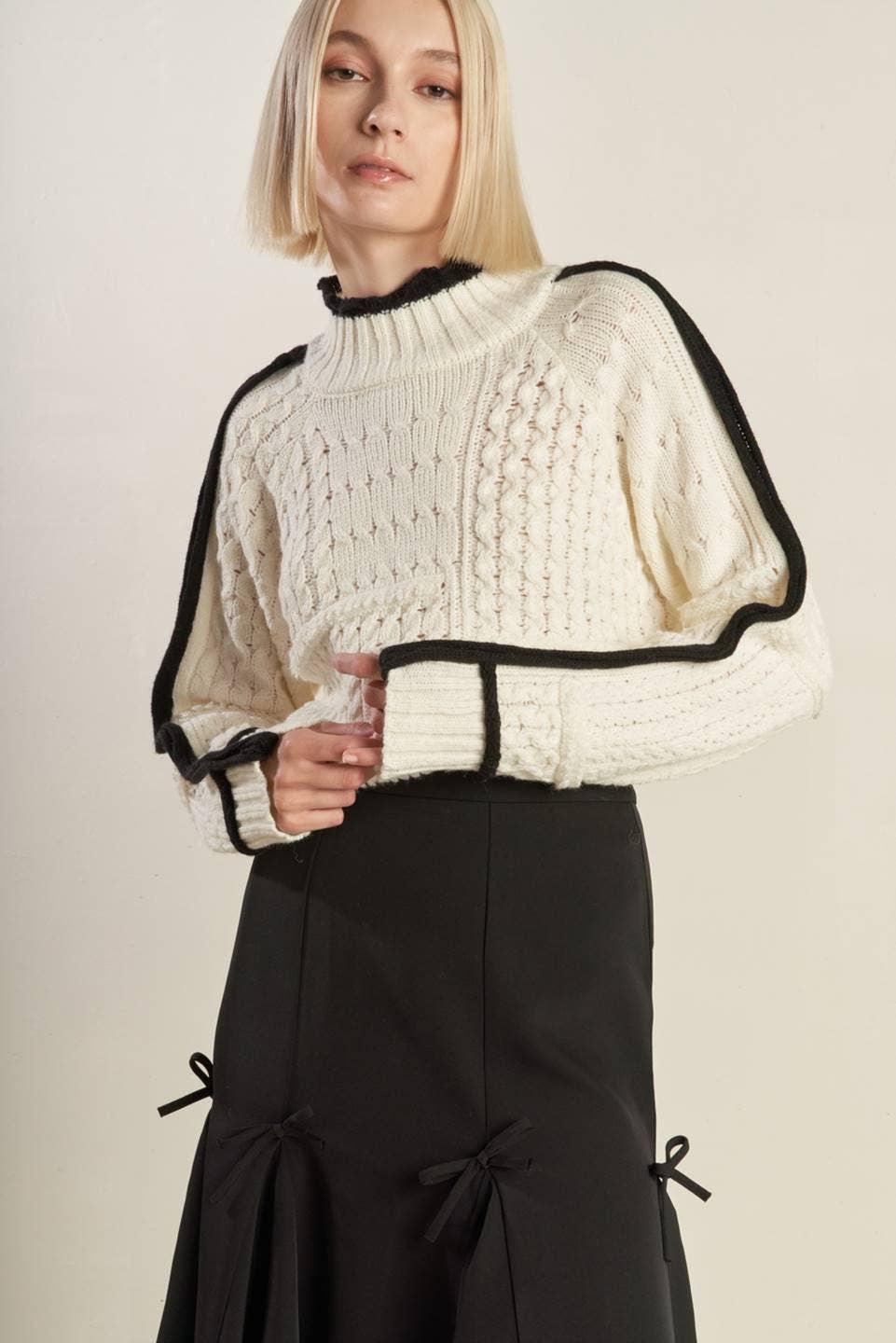 Mock Neck Textured Sweater - Baxter Avenue