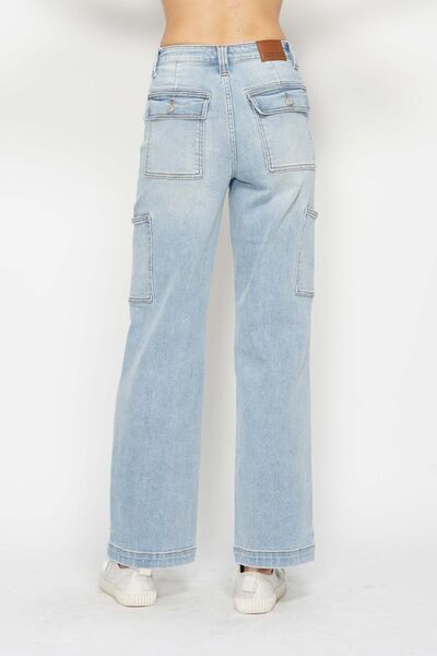 High Waist Straight Cargo Jeans - Baxter Avenue