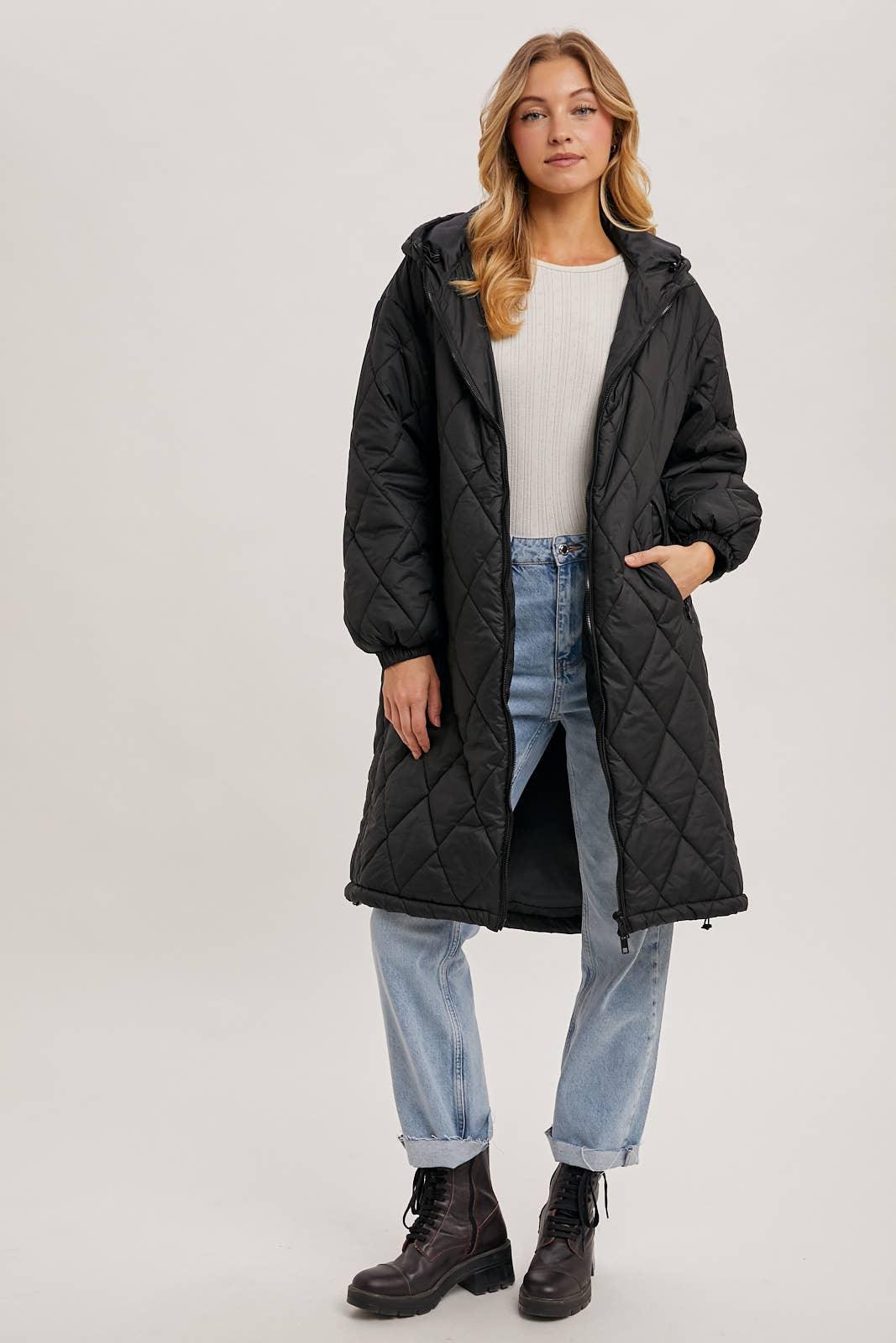 Longline Quilted Puffer Jacket - Baxter Avenue