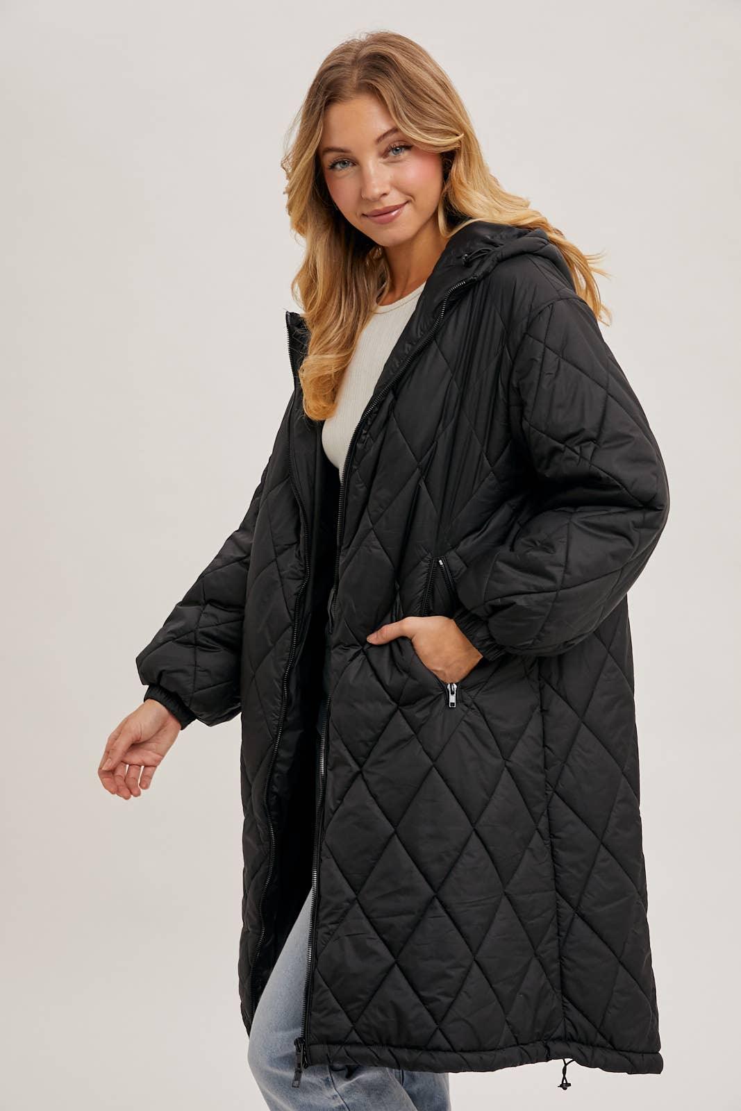 Longline Quilted Puffer Jacket - Baxter Avenue