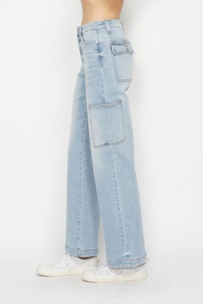 High Waist Straight Cargo Jeans - Baxter Avenue