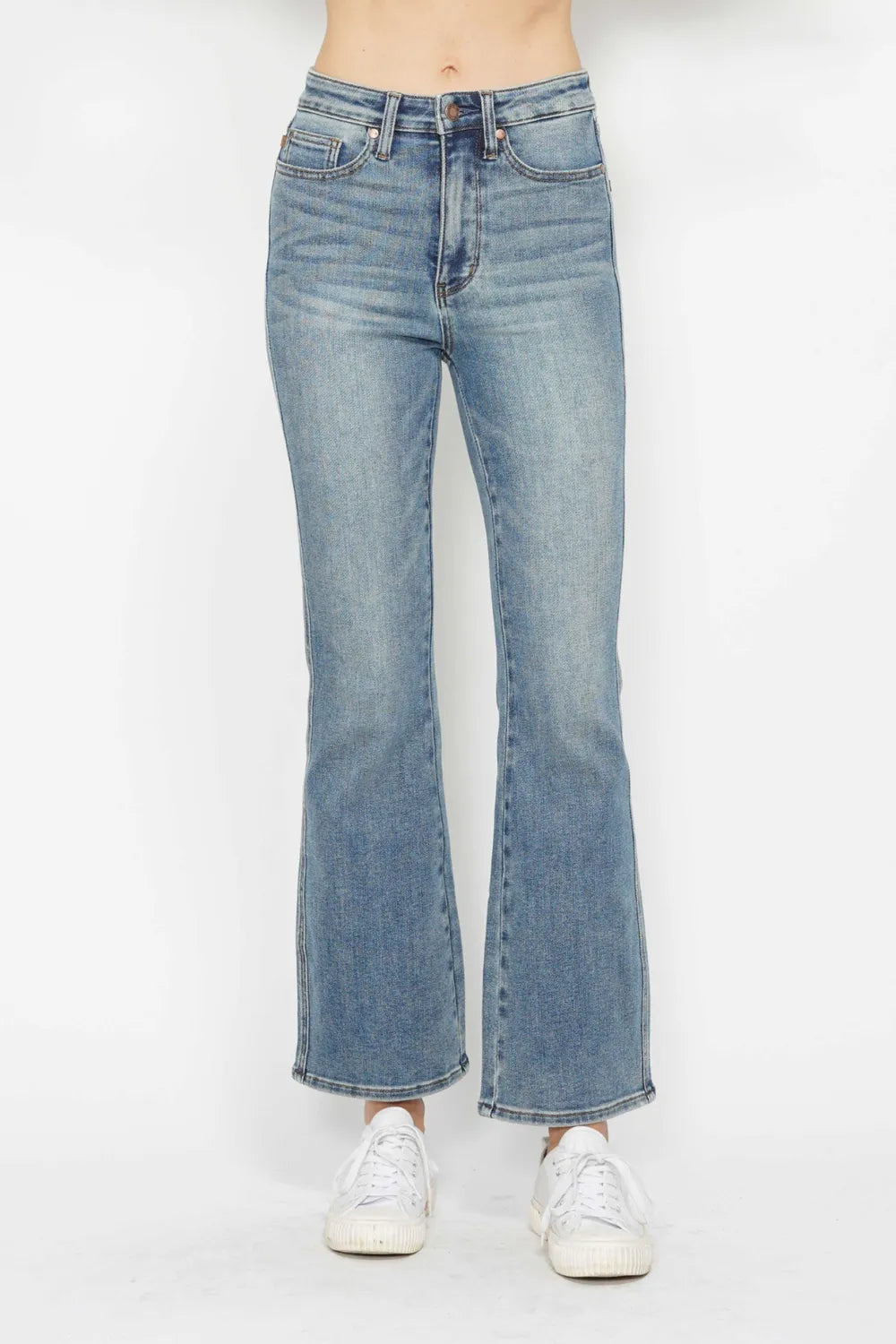 Tummy Control Back Embroidered Pocketed Bootcut Jeans - Baxter Avenue