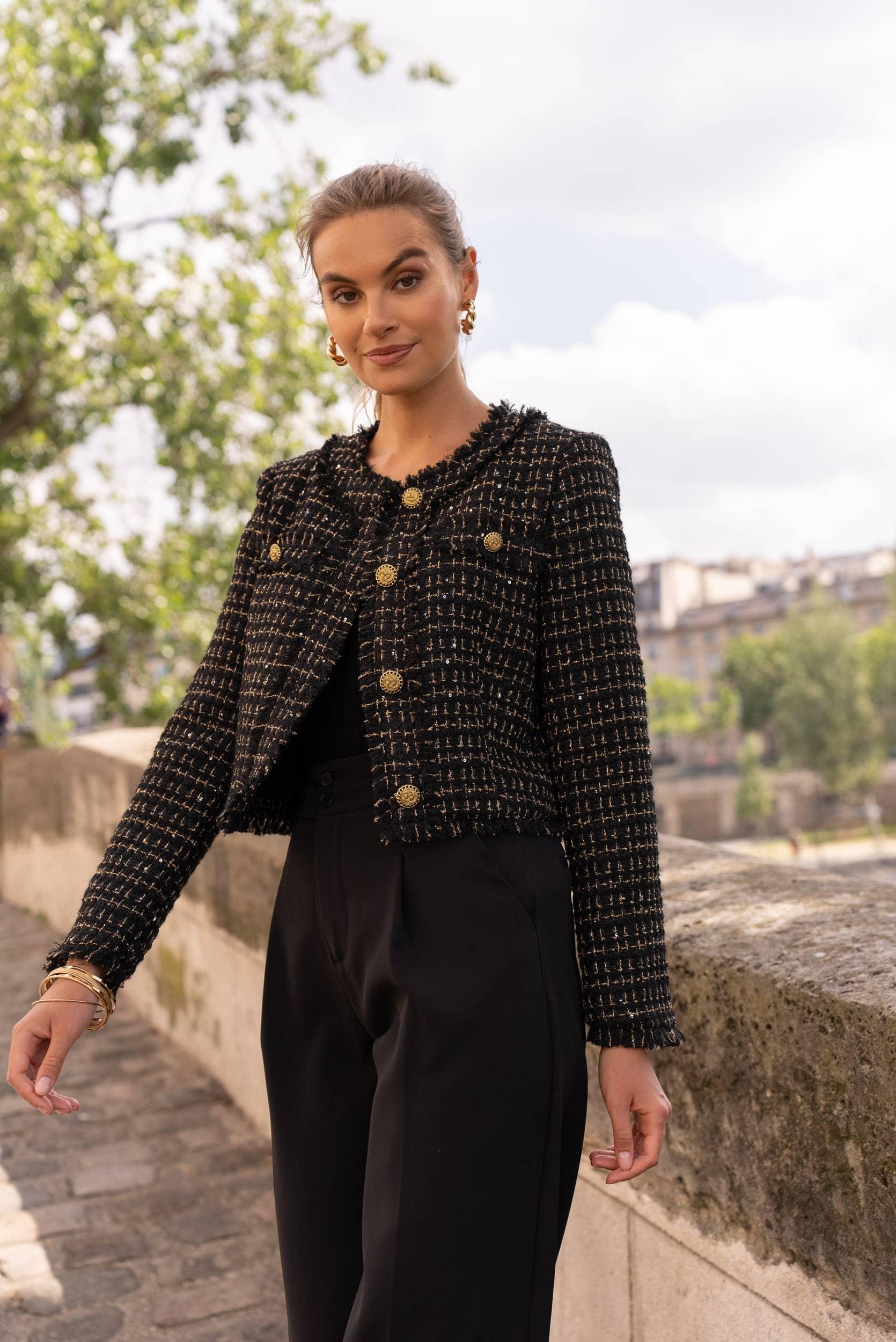 Cropped Fitted Tweed Blazer - Baxter Avenue