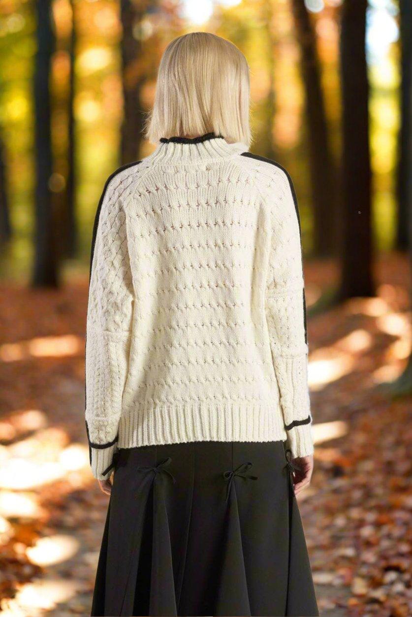 Mock Neck Textured Sweater - Baxter Avenue