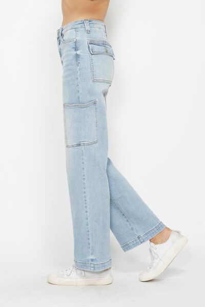 High Waist Straight Cargo Jeans - Baxter Avenue