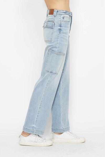 High Waist Straight Cargo Jeans - Baxter Avenue