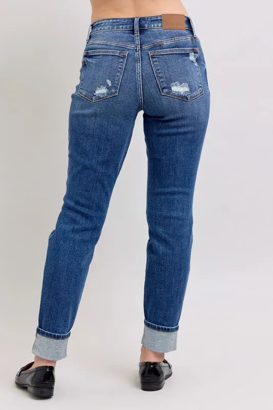Mid Rise Boyfriend destroy Jeans with Yoke Pockets - Baxter Avenue