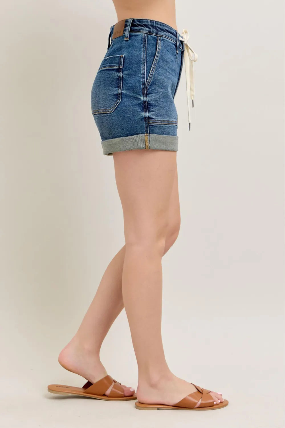 High Rise Cuff Denim Shorts - Baxter Avenue